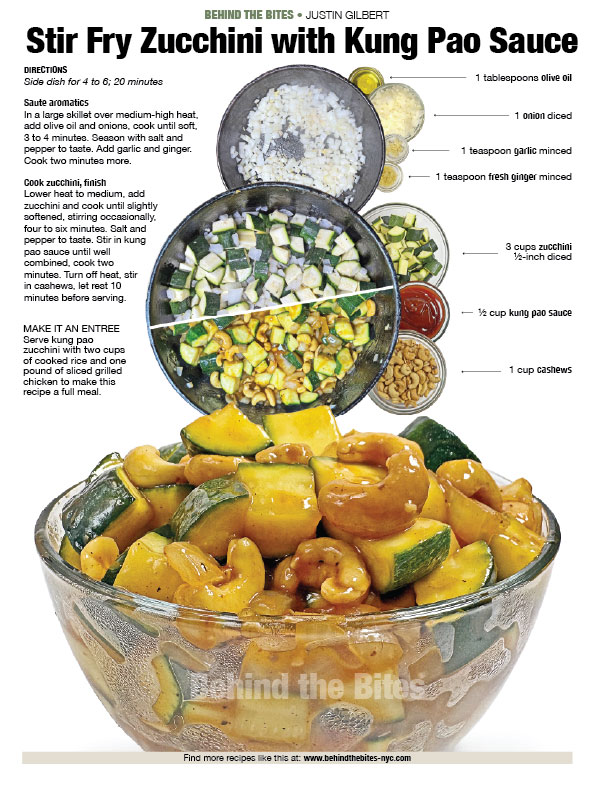 Zucchini Stir Fry with Kung Pao Sauce and Cashews